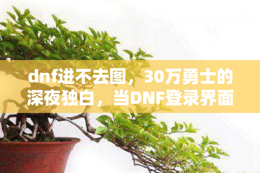 dnf进不去图,30万勇士的深夜独白,当DNF登录界面卡成人生进度条 dnf进不去图,30万勇士的深夜独白,当DNF登录界面卡成人生进度条