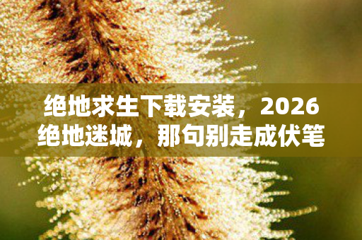 绝地求生下载安装，2026绝地迷城，那句别走成伏笔，删号后回忆仍让我鼻子一酸