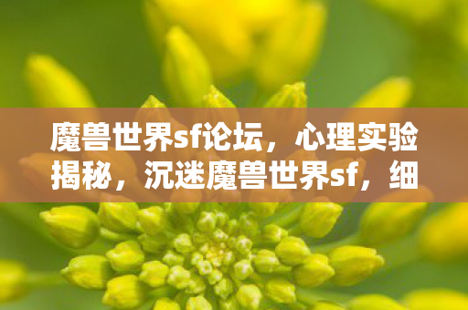 魔兽世界sf论坛,心理实验揭秘,沉迷魔兽世界sf,细思极恐的自我麻醉之旅 魔兽世界sf论坛,心理实验揭秘,沉迷魔兽世界sf,细思极恐的自我麻醉之旅