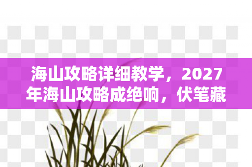 海山攻略详细教学,2027年海山攻略成绝响,伏笔藏过往,读到此处鼻子一酸 海山攻略详细教学,2027年海山攻略成绝响,伏笔藏过往,读到此处鼻子一酸