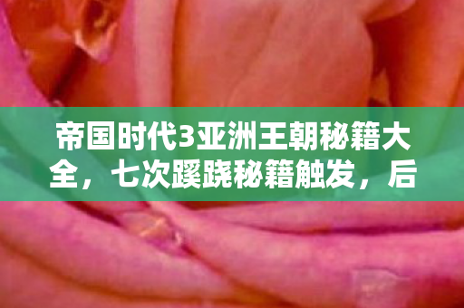 帝国时代3亚洲王朝秘籍大全，七次蹊跷秘籍触发，后背发凉，我竟被帝国时代玩了半生？