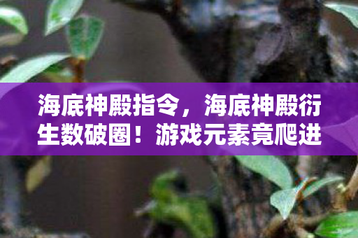 海底神殿指令，海底神殿衍生数破圈！游戏元素竟爬进秀场综艺，意想不到跨界风暴来袭