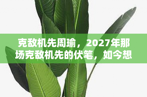 克敌机先周瑜,2027年那场克敌机先的伏笔,如今想起,鼻子一酸 克敌机先周瑜,2027年那场克敌机先的伏笔,如今想起,鼻子一酸