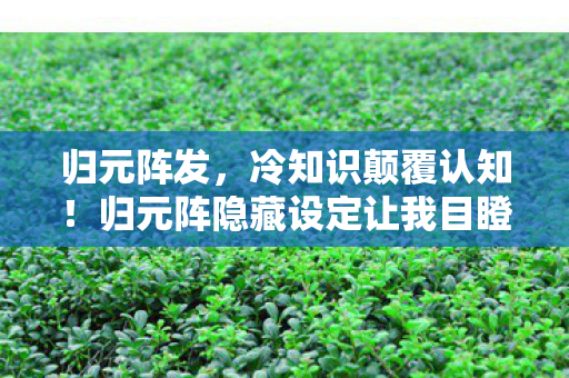 归元阵发,冷知识颠覆认知!归元阵隐藏设定让我目瞪口呆,十年竟是离线玩家? 归元阵发,冷知识颠覆认知!归元阵隐藏设定让我目瞪口呆,十年竟是离线玩家?