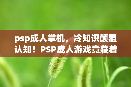 psp成人掌机,冷知识颠覆认知!PSP成人游戏竟藏着目瞪口呆的反常识设计 psp成人掌机,冷知识颠覆认知!PSP成人游戏竟藏着目瞪口呆的反常识设计