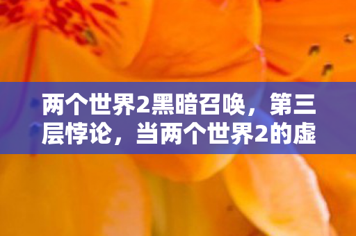 两个世界2黑暗召唤，第三层悖论，当两个世界2的虚拟抉择撕裂灵魂锚点