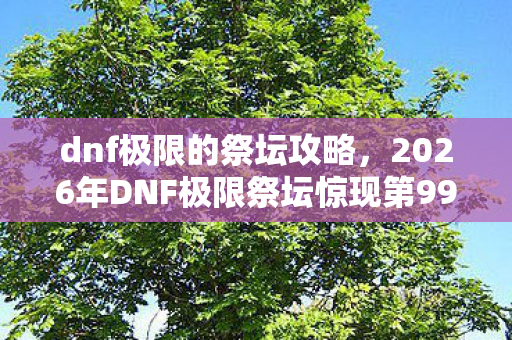 dnf极限的祭坛攻略,2026年DNF极限祭坛惊现第99层?通关者竟获神秘力量! dnf极限的祭坛攻略,2026年DNF极限祭坛惊现第99层?通关者竟获神秘力量!