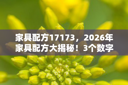 家具配方17173,2026年家具配方大揭秘!3个数字背后藏着怎样的家居革命? 家具配方17173,2026年家具配方大揭秘!3个数字背后藏着怎样的家居革命?
