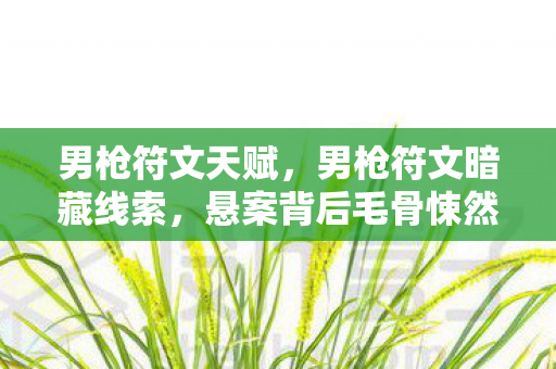 男枪符文天赋，男枪符文暗藏线索，悬案背后毛骨悚然，我，竟是自己的掘墓人
