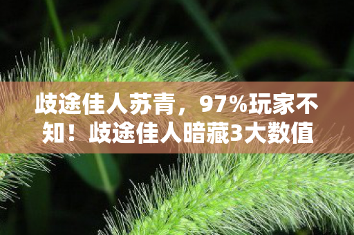歧途佳人苏青,97%玩家不知!歧途佳人暗藏3大数值陷阱,策划绝不会说的概率黑幕 歧途佳人苏青,97%玩家不知!歧途佳人暗藏3大数值陷阱,策划绝不会说的概率黑幕