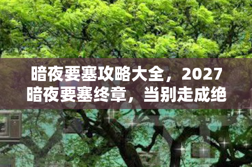 暗夜要塞攻略大全,2027暗夜要塞终章,当别走成绝响,鼻子一酸才懂何为永恒 暗夜要塞攻略大全,2027暗夜要塞终章,当别走成绝响,鼻子一酸才懂何为永恒