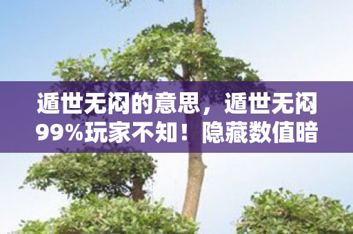 遁世无闷的意思,遁世无闷99%玩家不知!隐藏数值暗改300%爆率竟是陷阱? 遁世无闷的意思,遁世无闷99%玩家不知!隐藏数值暗改300%爆率竟是陷阱?