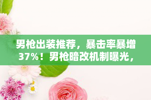男枪出装推荐,暴击率暴增37%!男枪暗改机制曝光,策划藏了3年的致命数值 男枪出装推荐,暴击率暴增37%!男枪暗改机制曝光,策划藏了3年的致命数值