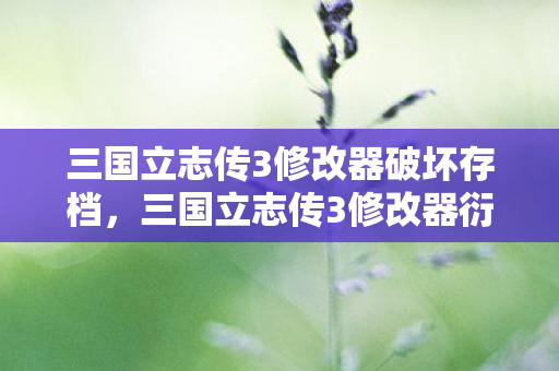 三国立志传3修改器破坏存档，三国立志传3修改器衍生数据破圈！游戏代码竟成音乐综艺时尚新宠