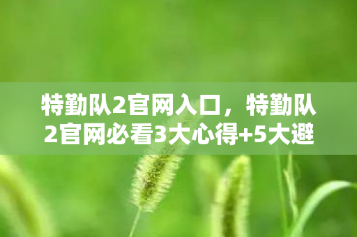 特勤队2官网入口，特勤队2官网必看3大心得+5大避坑指南，助你少走90%弯路！