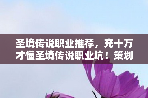 圣境传说职业推荐，充十万才懂圣境传说职业坑！策划暗改数据，韭菜竟是我自己？