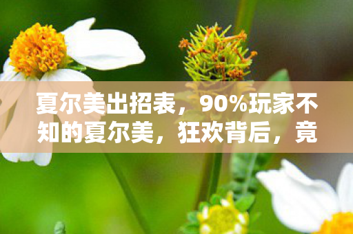 夏尔美出招表,90%玩家不知的夏尔美,狂欢背后,竟藏着99%人逃不出的扎心真相 夏尔美出招表,90%玩家不知的夏尔美,狂欢背后,竟藏着99%人逃不出的扎心真相
