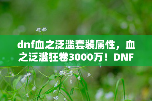 dnf血之泛滥套装属性，血之泛滥狂卷3000万！DNF老兵拍桌揭隐情，这方案不毙天理难容！