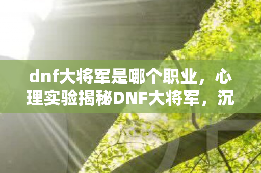 dnf大将军是哪个职业，心理实验揭秘DNF大将军，沉迷背后的多巴胺陷阱，细思极恐！