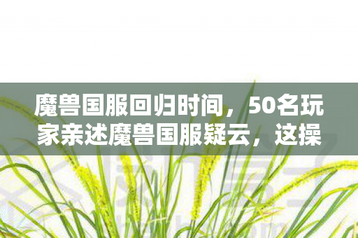魔兽国服回归时间,50名玩家亲述魔兽国服疑云,这操作谁顶得住?老玩家当场绷不住! 魔兽国服回归时间,50名玩家亲述魔兽国服疑云,这操作谁顶得住?老玩家当场绷不住!