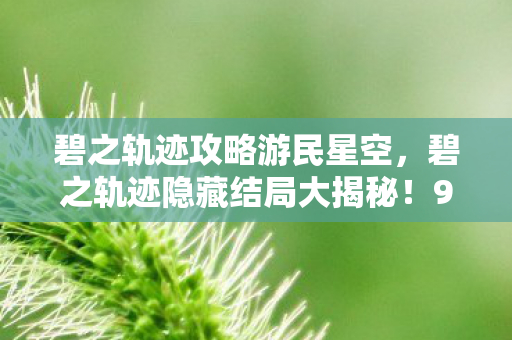 碧之轨迹攻略游民星空,碧之轨迹隐藏结局大揭秘!99%玩家错过的3个致命抉择 碧之轨迹攻略游民星空,碧之轨迹隐藏结局大揭秘!99%玩家错过的3个致命抉择