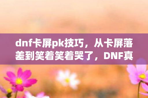 dnf卡屏pk技巧,从卡屏落差到笑着笑着哭了,DNF真相竟让我破防 dnf卡屏pk技巧,从卡屏落差到笑着笑着哭了,DNF真相竟让我破防