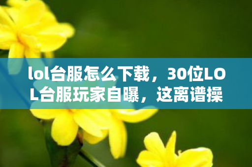 lol台服怎么下载,30位LOL台服玩家自曝,这离谱操作竟成主流?大神萌新集体绷不住! lol台服怎么下载,30位LOL台服玩家自曝,这离谱操作竟成主流?大神萌新集体绷不住!