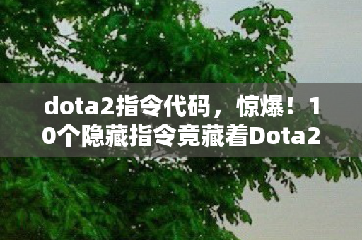 dota2指令代码,惊爆!10个隐藏指令竟藏着Dota2开发组的惊天秘密? dota2指令代码,惊爆!10个隐藏指令竟藏着Dota2开发组的惊天秘密?