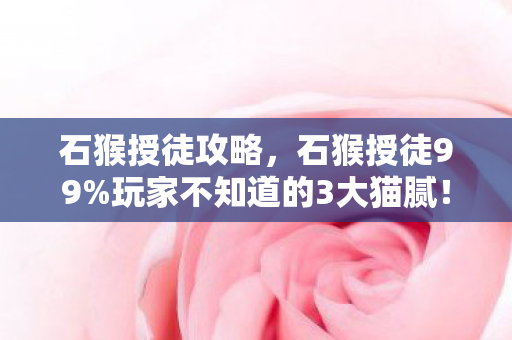 石猴授徒攻略,石猴授徒99%玩家不知道的3大猫腻!这波操作让我直接上头又上当 石猴授徒攻略,石猴授徒99%玩家不知道的3大猫腻!这波操作让我直接上头又上当