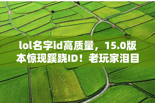 lol名字id高质量,15.0版本惊现蹊跷ID!老玩家泪目,这波回忆杀太上头 lol名字id高质量,15.0版本惊现蹊跷ID!老玩家泪目,这波回忆杀太上头