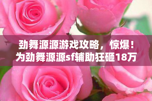 劲舞源源游戏攻略，惊爆！为劲舞源源sf辅助狂砸18万，老婆怒签离婚协议我悔断肠！
