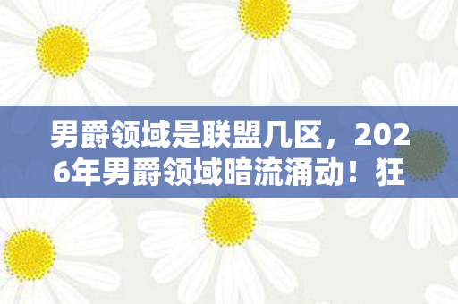 男爵领域是联盟几区,2026年男爵领域暗流涌动!狂喜背后竟藏惊天危机? 男爵领域是联盟几区,2026年男爵领域暗流涌动!狂喜背后竟藏惊天危机?