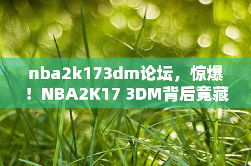 nba2k173dm论坛，惊爆！NBA2K17 3DM背后竟藏百万隐情，真相让人吓一跳！