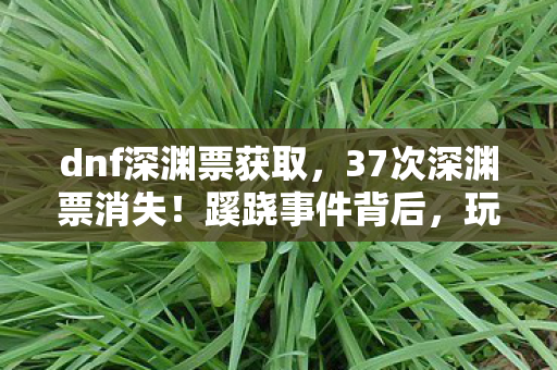 dnf深渊票获取,37次深渊票消失!蹊跷事件背后,玩家后背发凉直呼见鬼了 dnf深渊票获取,37次深渊票消失!蹊跷事件背后,玩家后背发凉直呼见鬼了