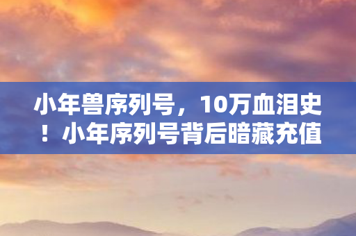 小年兽序列号,10万血泪史!小年序列号背后暗藏充值黑洞,玩家钱包被掏空真相吓尿! 小年兽序列号,10万血泪史!小年序列号背后暗藏充值黑洞,玩家钱包被掏空真相吓尿!