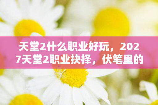 天堂2什么职业好玩,2027天堂2职业抉择,伏笔里的她,让我鼻子一酸忆往昔 天堂2什么职业好玩,2027天堂2职业抉择,伏笔里的她,让我鼻子一酸忆往昔