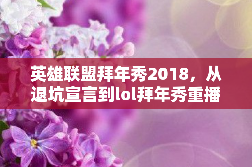 英雄联盟拜年秀2018，从退坑宣言到lol拜年秀重播，落差真相，笑着笑着就哭了