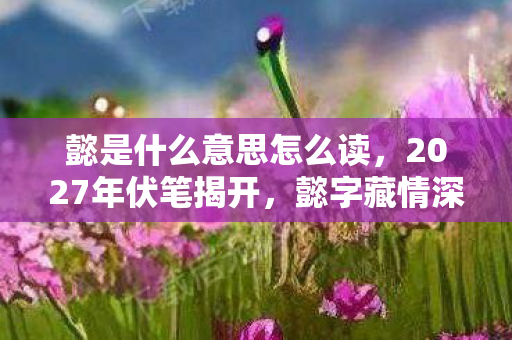 懿是什么意思怎么读,2027年伏笔揭开,懿字藏情深,虚拟情缘让我鼻子一酸 懿是什么意思怎么读,2027年伏笔揭开,懿字藏情深,虚拟情缘让我鼻子一酸