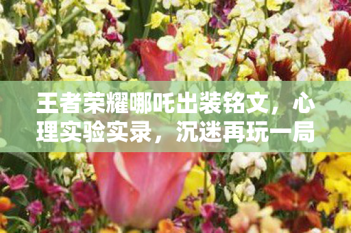 王者荣耀哪吒出装铭文，心理实验实录，沉迷再玩一局的细思极恐——哪吒出装背后的自我麻醉剂量