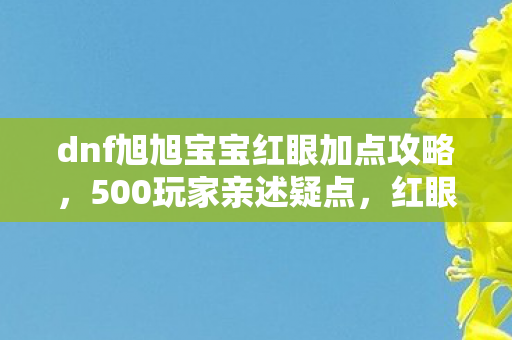 dnf旭旭宝宝红眼加点攻略,500玩家亲述疑点,红眼加点竟让大神绷不住?网吧深夜忏悔实录 dnf旭旭宝宝红眼加点攻略,500玩家亲述疑点,红眼加点竟让大神绷不住?网吧深夜忏悔实录