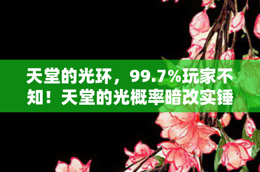 天堂的光环,99.7%玩家不知!天堂的光概率暗改实锤,策划藏了3年的数值黑洞 天堂的光环,99.7%玩家不知!天堂的光概率暗改实锤,策划藏了3年的数值黑洞
