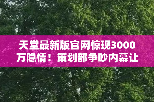 天堂最新版官网惊现3000万隐情!策划部争吵内幕让人吓一跳 天堂最新版官网惊现3000万隐情!策划部争吵内幕让人吓一跳