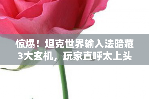 惊爆!坦克世界输入法暗藏3大玄机,玩家直呼太上头! 惊爆!坦克世界输入法暗藏3大玄机,玩家直呼太上头!