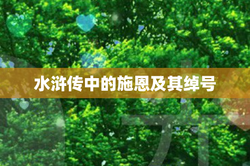 水浒传中的施恩及其绰号图片
