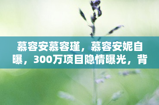 慕容安慕容瑾,慕容安妮自曝,300万项目隐情曝光,背后真相让人吓一跳! 慕容安慕容瑾,慕容安妮自曝,300万项目隐情曝光,背后真相让人吓一跳!