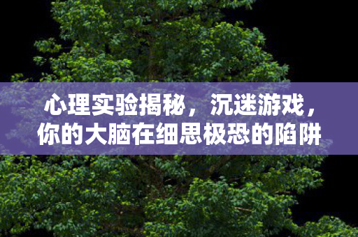 心理实验揭秘,沉迷游戏,你的大脑在细思极恐的陷阱中 心理实验揭秘,沉迷游戏,你的大脑在细思极恐的陷阱中