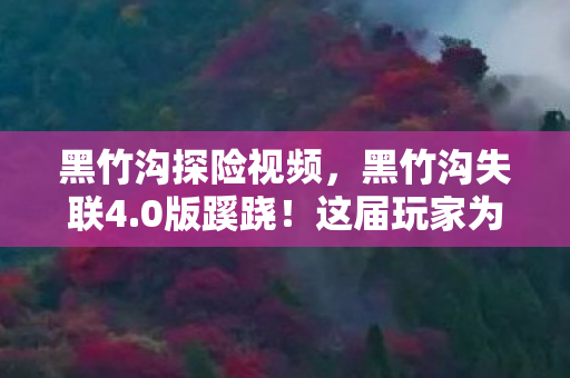 黑竹沟探险视频，黑竹沟失联4.0版蹊跷！这届玩家为何集体沉默了？