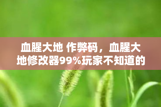 血腥大地 作弊码,血腥大地修改器99%玩家不知道的3大猫腻!这波操作太上头了 血腥大地 作弊码,血腥大地修改器99%玩家不知道的3大猫腻!这波操作太上头了