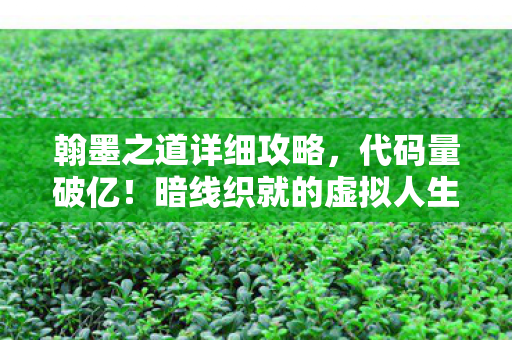 翰墨之道详细攻略,代码量破亿!暗线织就的虚拟人生,头皮发麻的生存法则 翰墨之道详细攻略,代码量破亿!暗线织就的虚拟人生,头皮发麻的生存法则