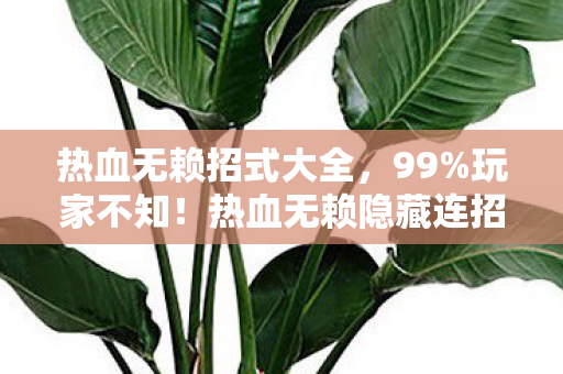 热血无赖招式大全，99%玩家不知！热血无赖隐藏连招触发率暗藏300%暴击玄机